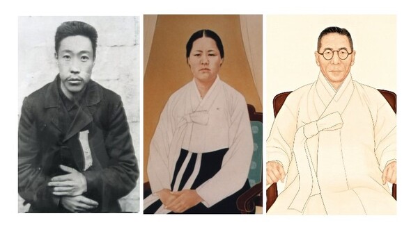 왼쪽부터 안중근, 유관순, 김구(존칭 생략)