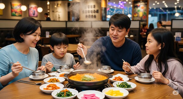 식당 식사 장면