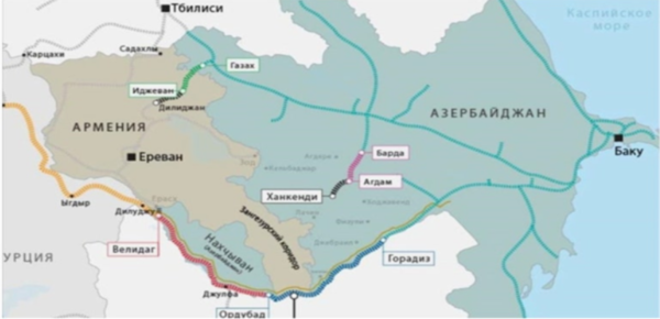 잔게주르 회랑의 주변국 분포도