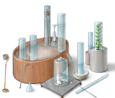 조셉 프리스틀리가 산소 발견을 위해 사용한 장비들. (ReAgent Chemical Services)