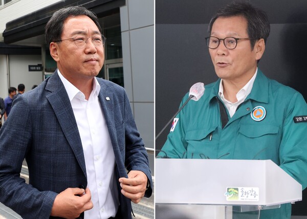 물관리에 성공한 김철수 전 속초시장(민주당)과 실패한 김홍규 강릉시장(국힘당).