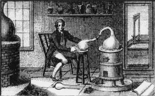 라보아제의 증류 실험, Wikipedia Commons, CCA-SA 4.0