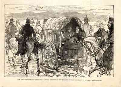 영국 군대가 보이콧의 농작물을 구하기 위해 자원병을 호위하고 있다.(The Irish Story)