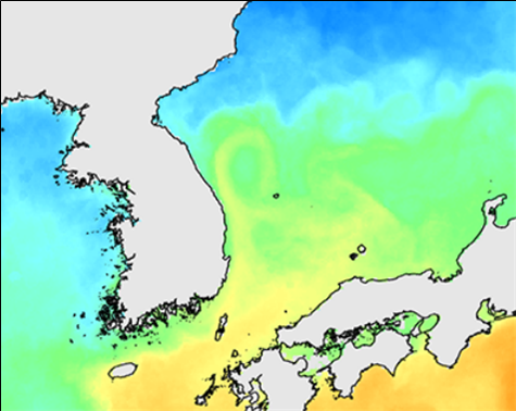 ​그림 4. 위 지도의 동해안 해역 확대 부분.