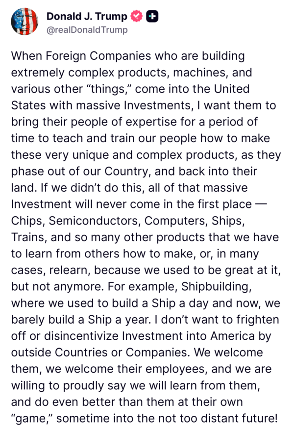 도널드 트럼프 미국 대통령이 14일 자신의 트루스 소설에 올린 글. 2025. 09. 14 시민언론 민들레