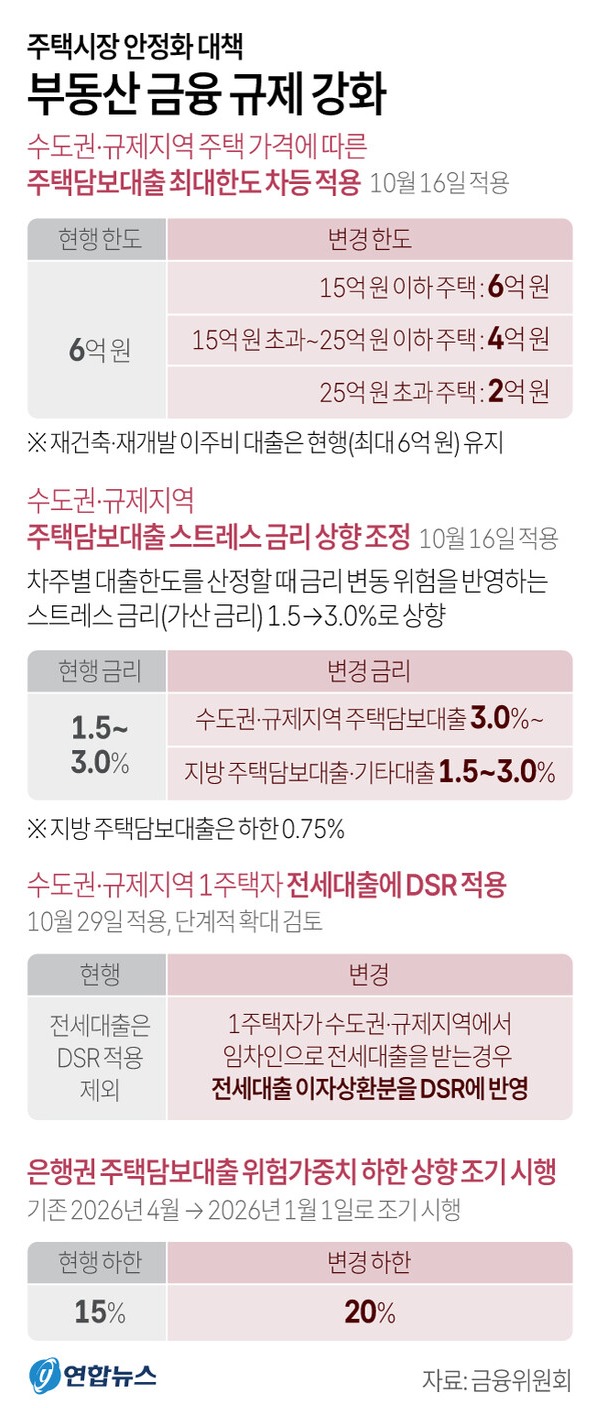 부동산 금융 규제 강화 주요 내용. 자료 : 금융위원회