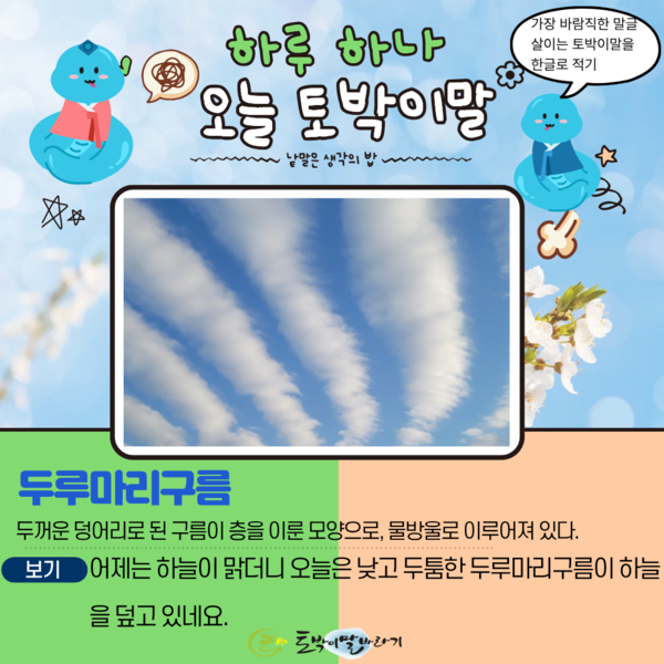 [오늘의 토박이말]두루마리구름