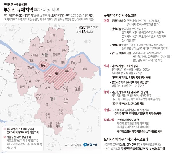 부동산 규제지역 추가 지정 현황. 자료 : 국토교통부