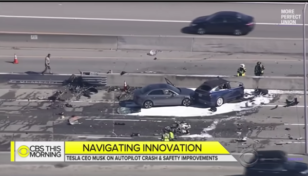 자율주행 차량 사고 장면. (CBS 뉴스 화면)