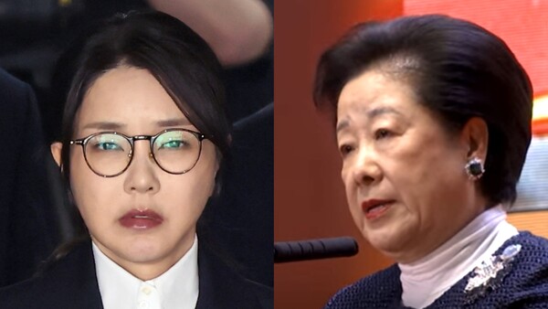 윤석열 부인 김건희(왼쪽), 통일교 한학자 총재