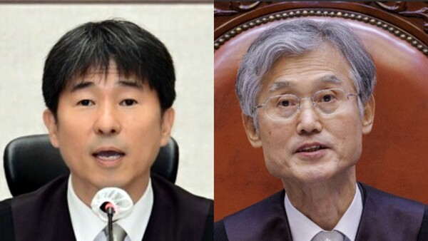 지귀연 판사(왼쪽)와 조희대 대법원장. 연합뉴스 자료사진 편집