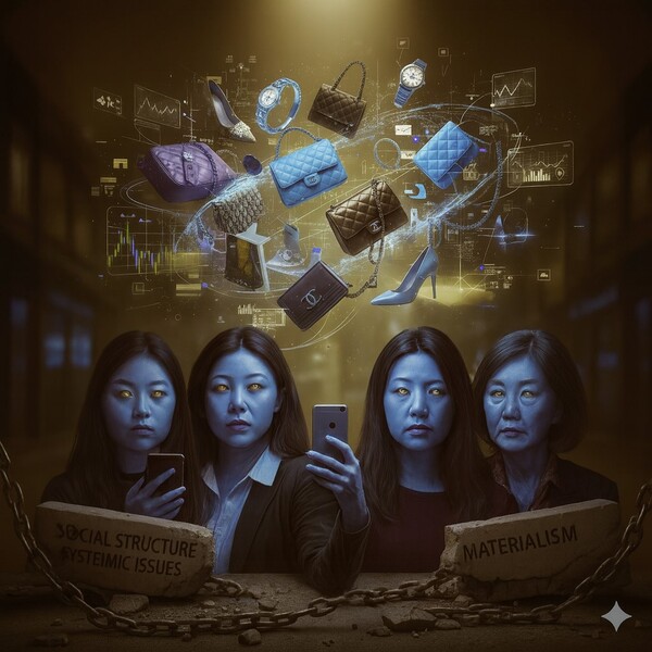 우리 사회의 명품 집착을 AI가그린 이미지.
